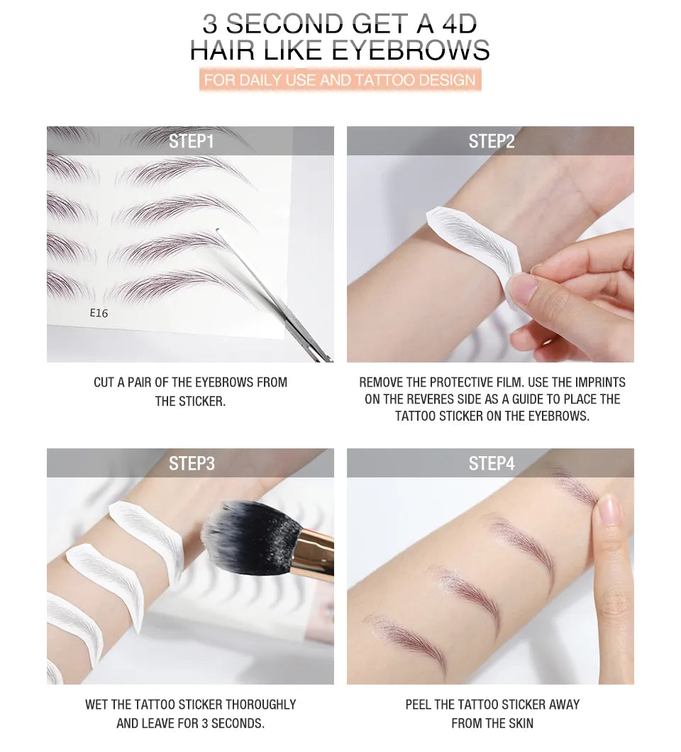 O.TWO.O New Arrival Eyebrows Sticker 4D Hair Like Eyebrow Makeup Waterproof Easy To Wear Lasting Nutural Eyebrow Tattoo Stickers